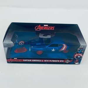 Marvel Avengers 1972 Plymouth GTX With Captain America Die Cast Figure Jada 5”